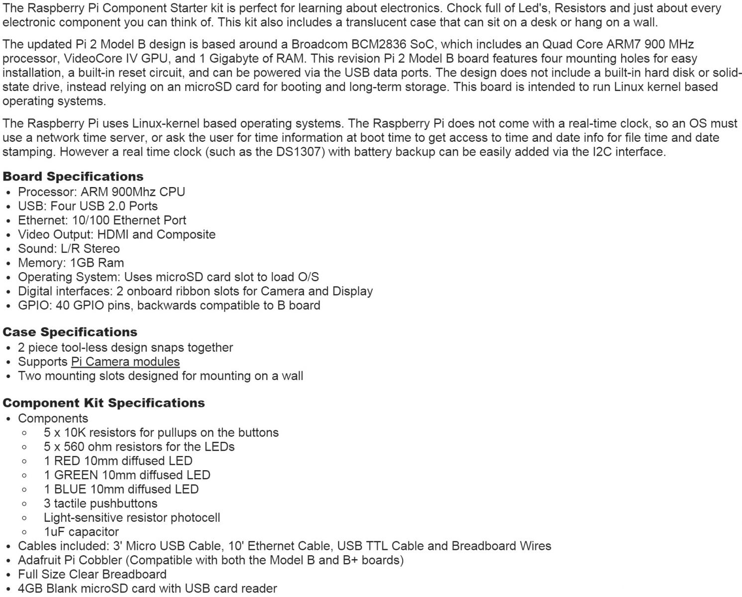 RASPBERRY PI 2 MODEL B PROJECK KIT רספברי פאי 2 קיט לתלמיד